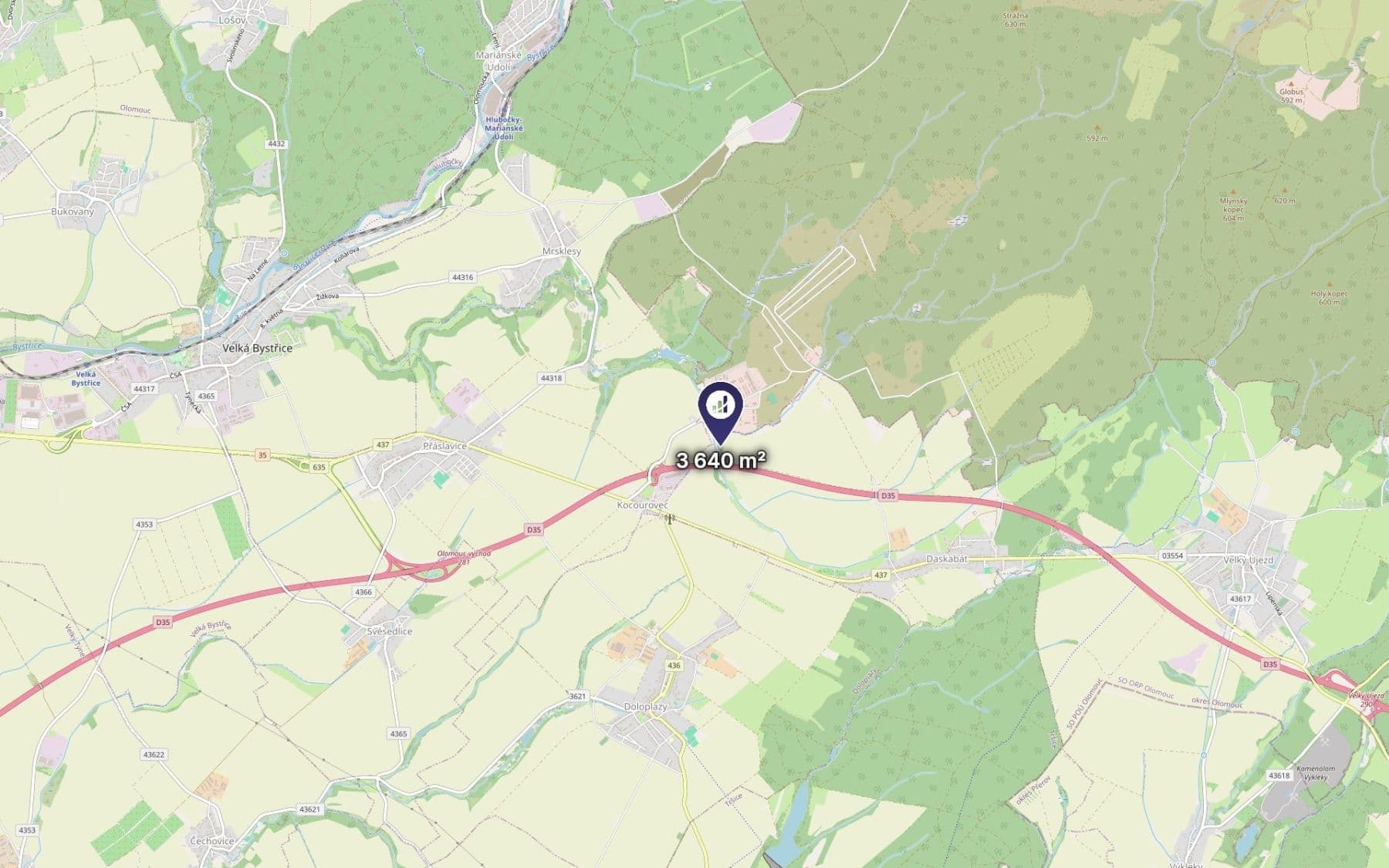 plot for sale, 3,640 m², Daskabát, Olomoucký Region plot for sale, 3,640 m², Daskabát, Olomoucký Region
