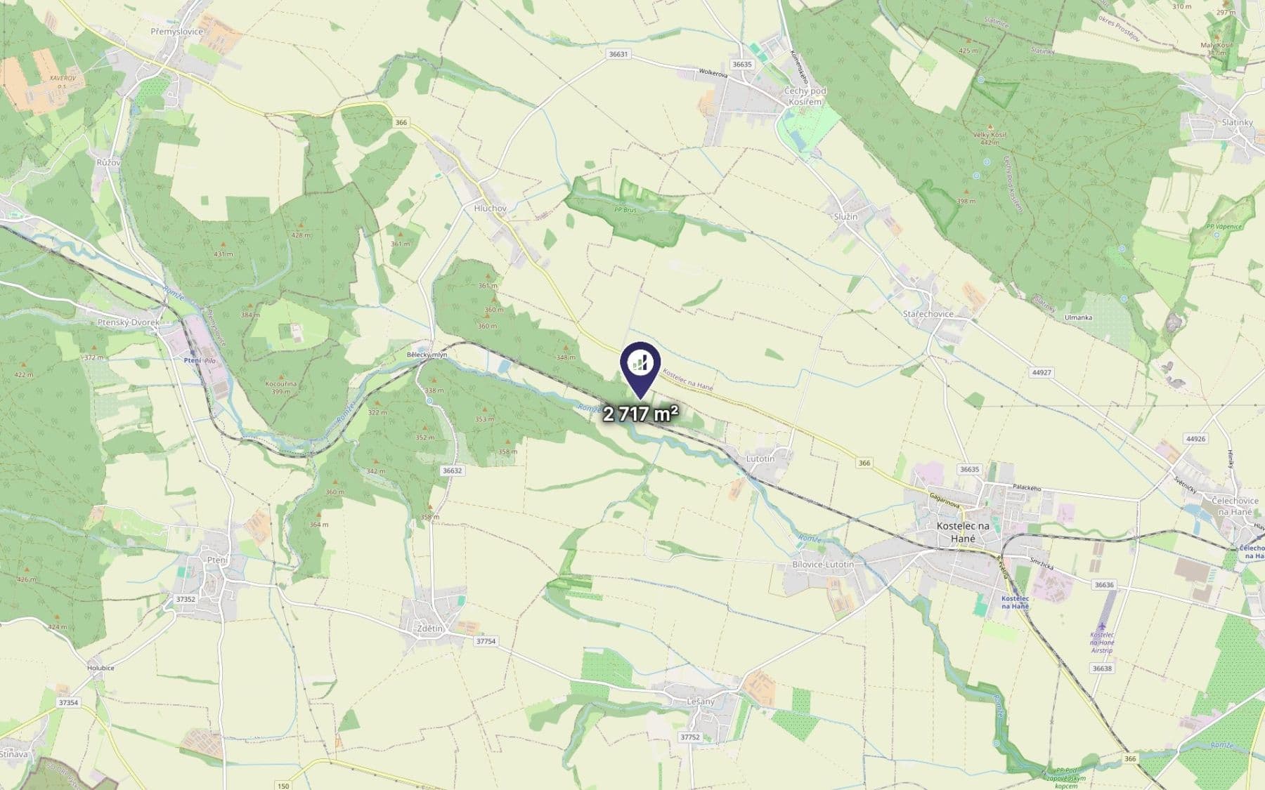 plot for sale, 1,359 m², Kostelec na Hané, Olomoucký Region plot for sale, 1,359 m², Kostelec na Hané, Olomoucký Region