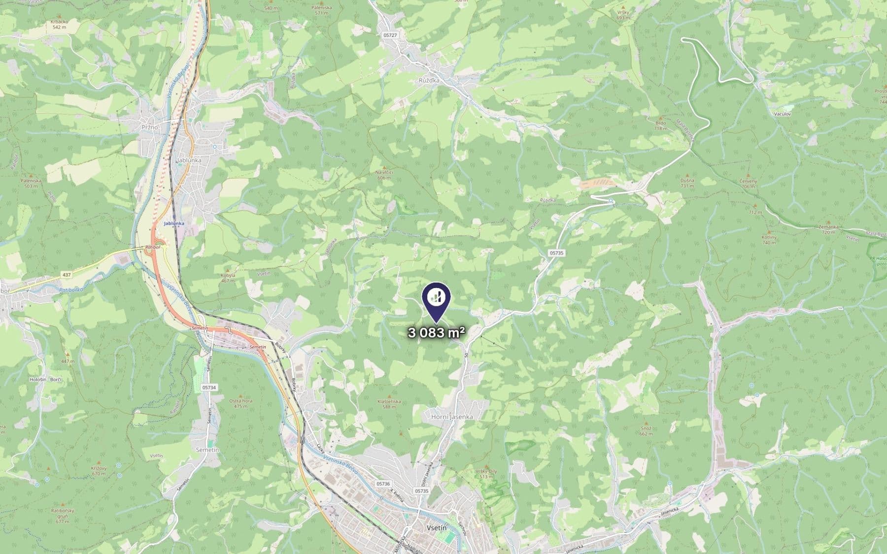 plot for sale, 3,083 m², Vsetín, Zlínský Region plot for sale, 3,083 m², Vsetín, Zlínský Region