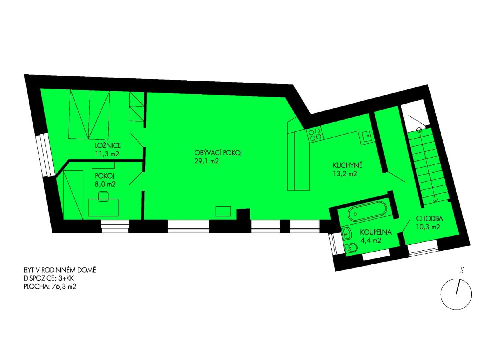 2 bedroom with open-plan kitchen flat to rent, 76 m², Svatopluka Čecha, Třešť, Vysočina Region 2 bedroom with open-plan kitchen flat to rent, 76 m², Svatopluka Čecha, Třešť, Vysočina Region