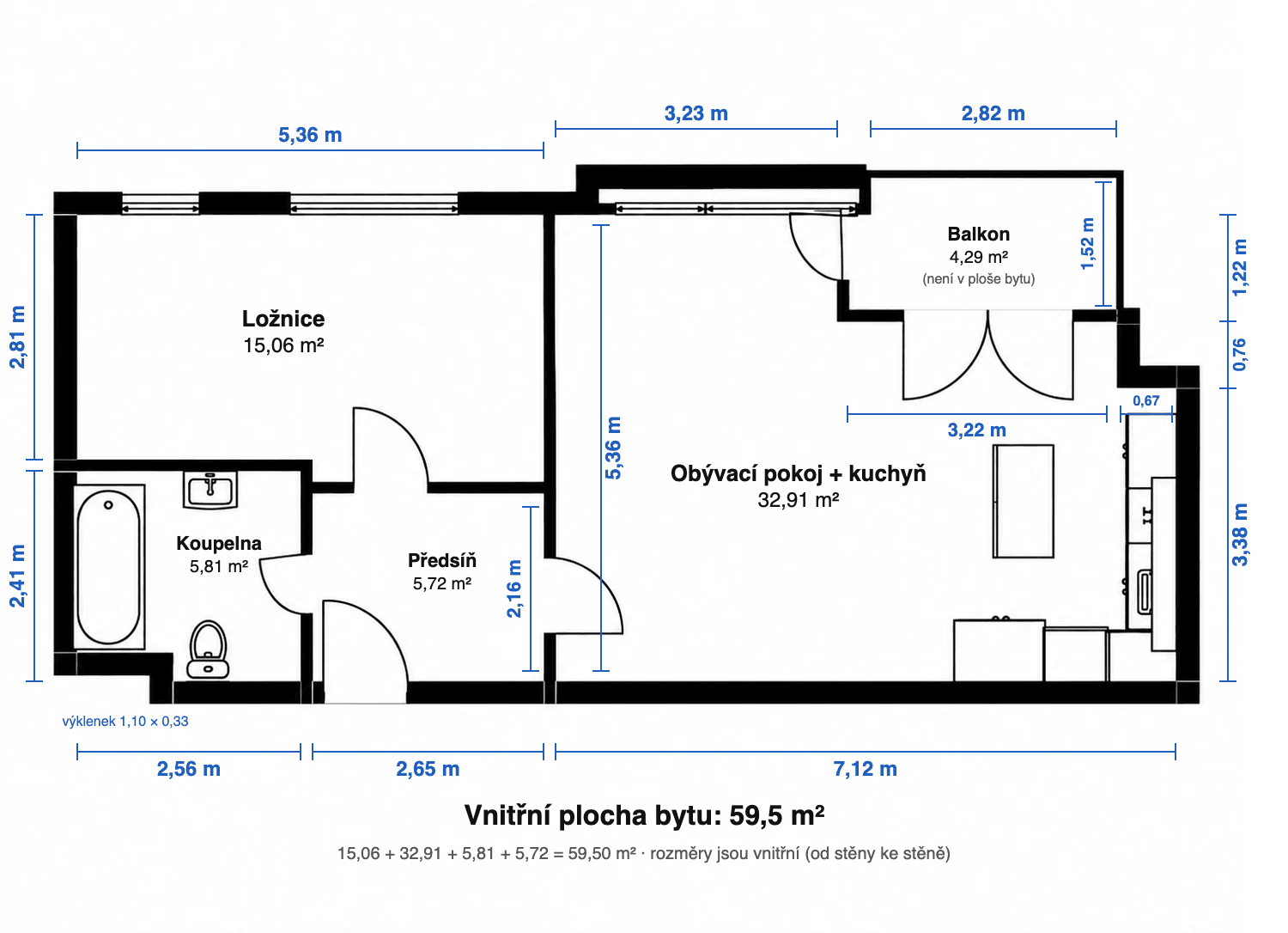 1 bedroom with open-plan kitchen flat for sale, 59 m², Moskevská, Prague, Prague 1 bedroom with open-plan kitchen flat for sale, 59 m², Moskevská, Prague, Prague