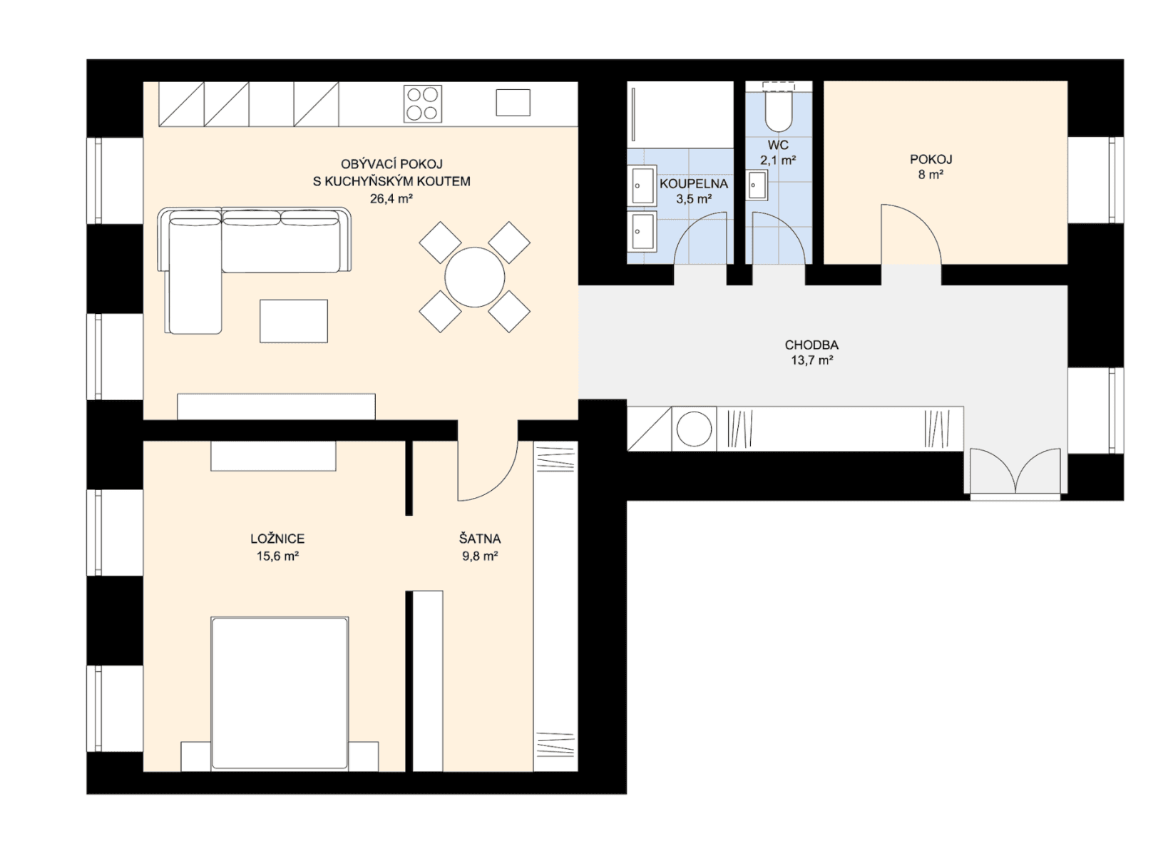 2 bedroom with open-plan kitchen flat for sale, 81 m², Radlas, Brno, Jihomoravský Region 2 bedroom with open-plan kitchen flat for sale, 81 m², Radlas, Brno, Jihomoravský Region