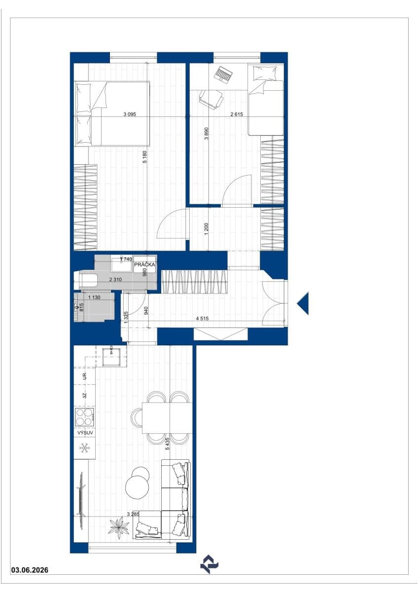 2 bedroom with open-plan kitchen flat for sale, 59 m², Erbenova, Prague, Prague 2 bedroom with open-plan kitchen flat for sale, 59 m², Erbenova, Prague, Prague