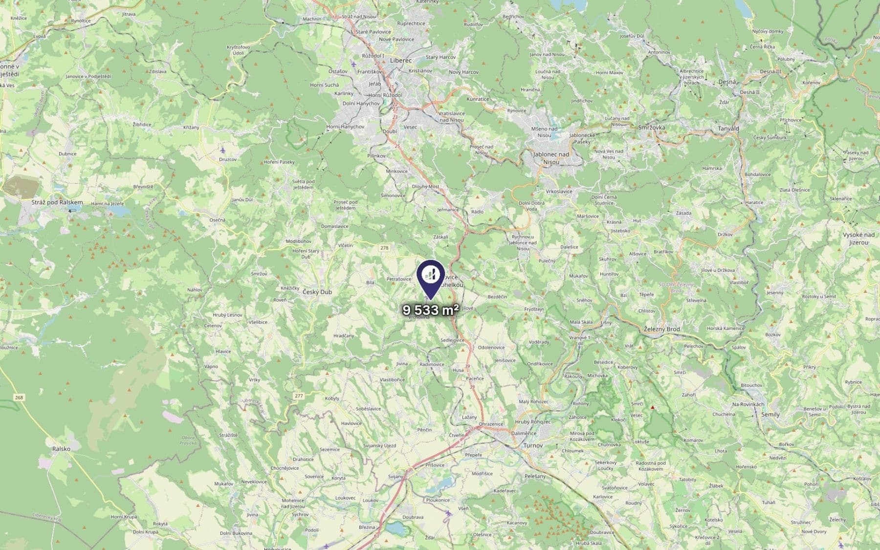 plot for sale, 1,907 m², Hodkovice nad Mohelkou, Liberecký Region plot for sale, 1,907 m², Hodkovice nad Mohelkou, Liberecký Region