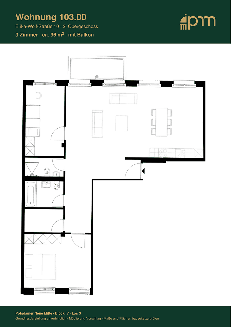 3 bedroom flat to rent, 96 m², Erika-Wolf-Str. 10, Potsdam, Brandenburg 3 bedroom flat to rent, 96 m², Erika-Wolf-Str. 10, Potsdam, Brandenburg