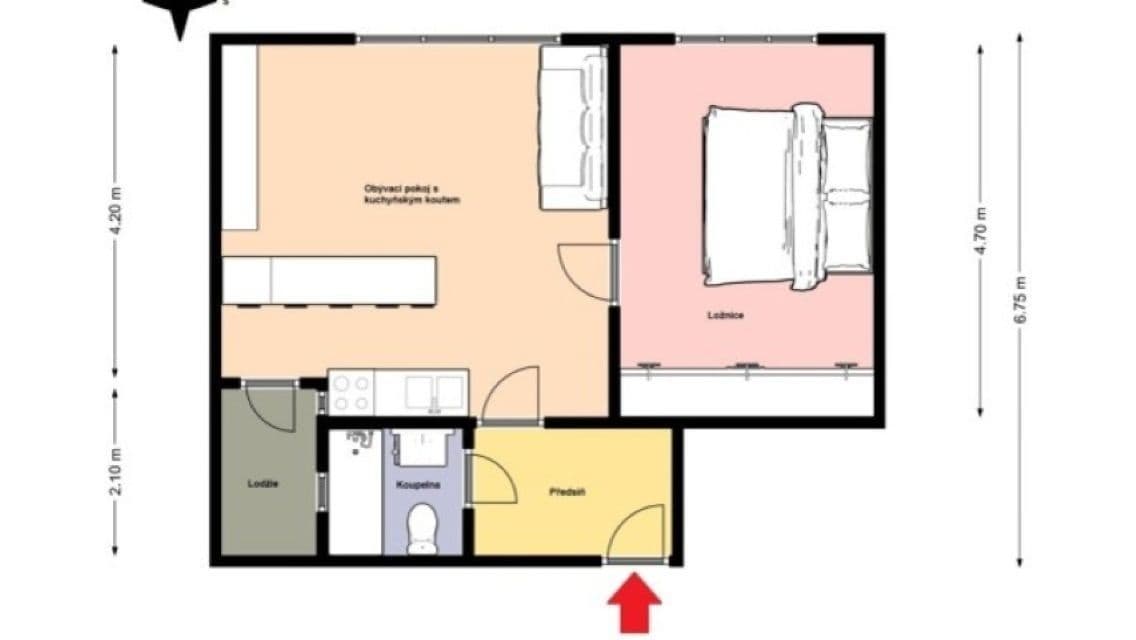 1 bedroom with open-plan kitchen flat to rent, 50 m², Vršovická, Prague, Prague 1 bedroom with open-plan kitchen flat to rent, 50 m², Vršovická, Prague, Prague