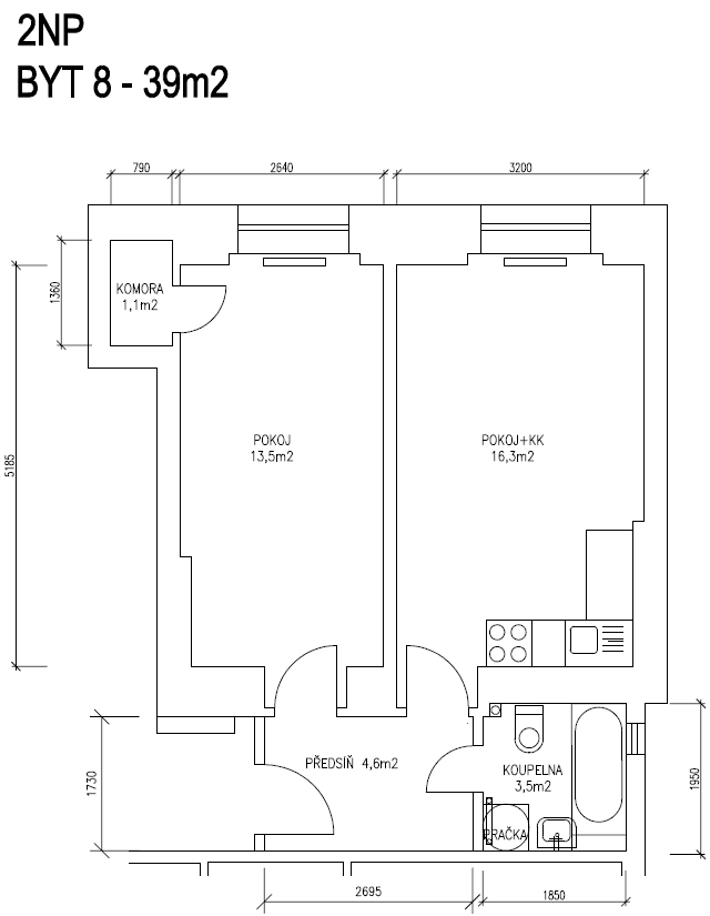 1 bedroom with open-plan kitchen flat to rent, 39 m², Pod Vilami, Prague, Prague 1 bedroom with open-plan kitchen flat to rent, 39 m², Pod Vilami, Prague, Prague