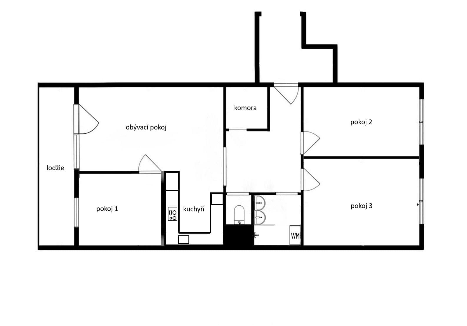 3 bedroom with open-plan kitchen flat to rent, 78 m², Ohradní, Prague, Prague 3 bedroom with open-plan kitchen flat to rent, 78 m², Ohradní, Prague, Prague