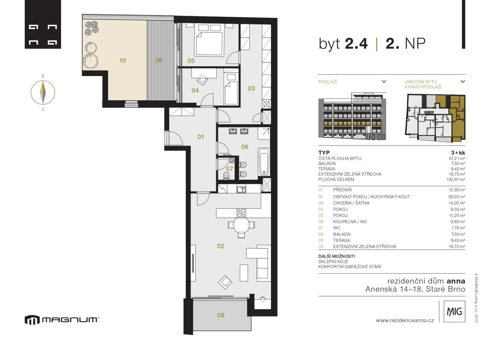 2 bedroom with open-plan kitchen flat for sale, 132 m², Anenská, Brno, Jihomoravský Region 2 bedroom with open-plan kitchen flat for sale, 132 m², Anenská, Brno, Jihomoravský Region