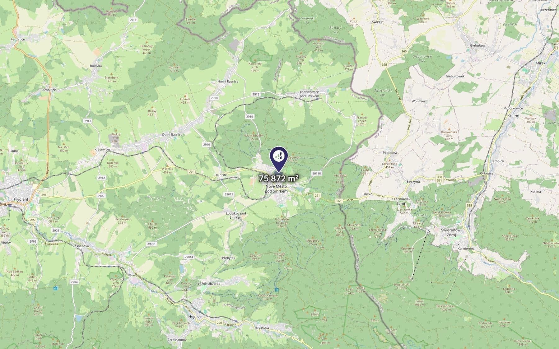 plot for sale, 75,872 m², Nové Město pod Smrkem, Liberecký Region plot for sale, 75,872 m², Nové Město pod Smrkem, Liberecký Region