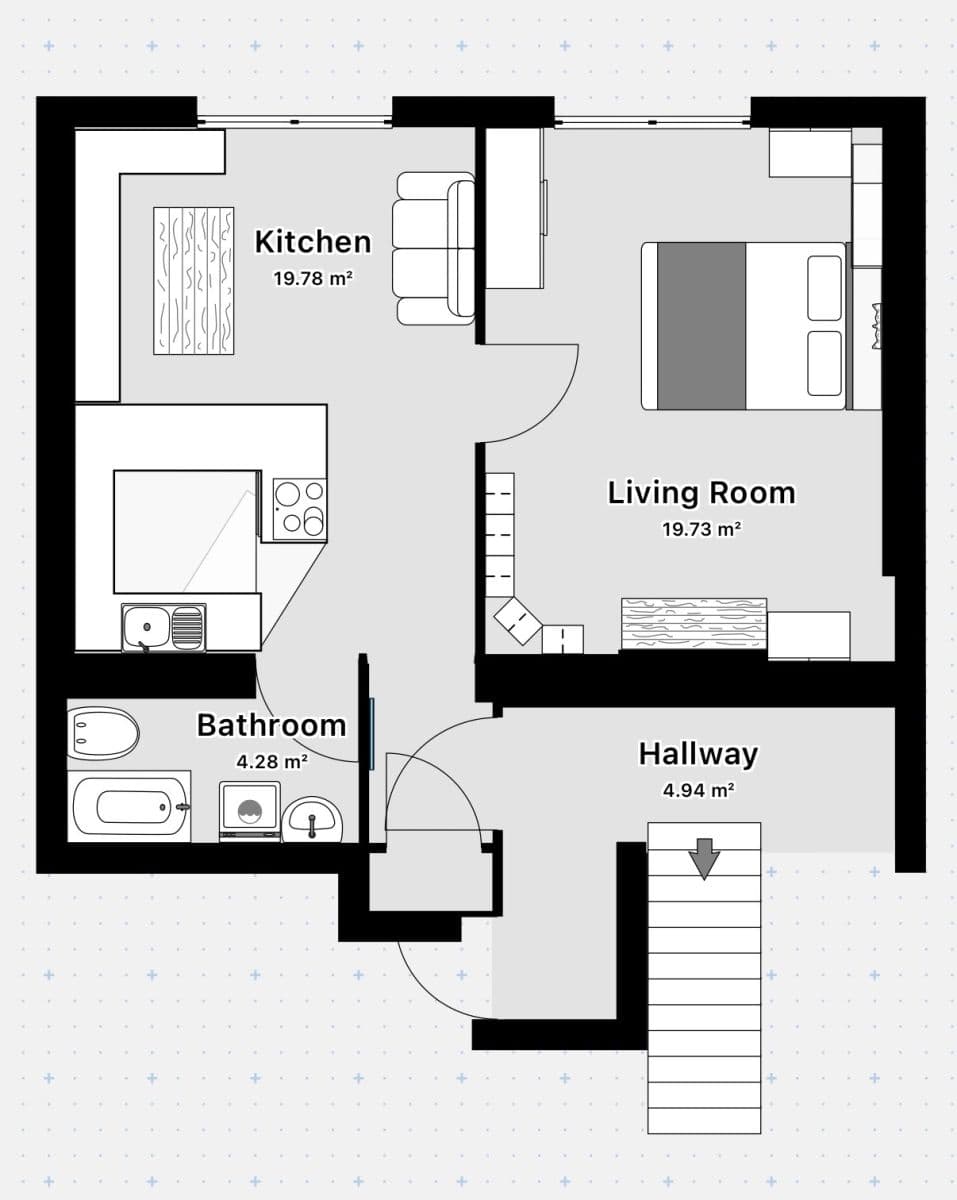 1 bedroom with open-plan kitchen flat to rent, 47 m², Vyžlovská, Prague, Prague 1 bedroom with open-plan kitchen flat to rent, 47 m², Vyžlovská, Prague, Prague
