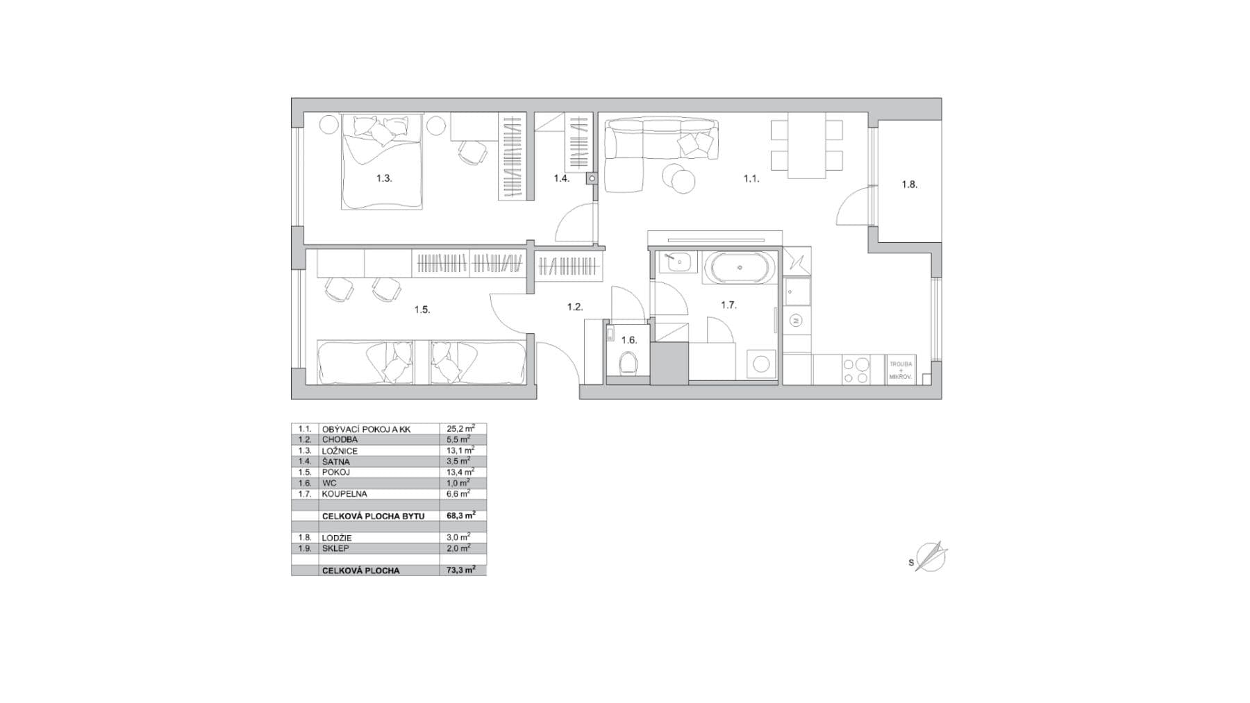 2 bedroom with open-plan kitchen flat for sale, 73 m², Pospíchalova, Prague, Prague 2 bedroom with open-plan kitchen flat for sale, 73 m², Pospíchalova, Prague, Prague