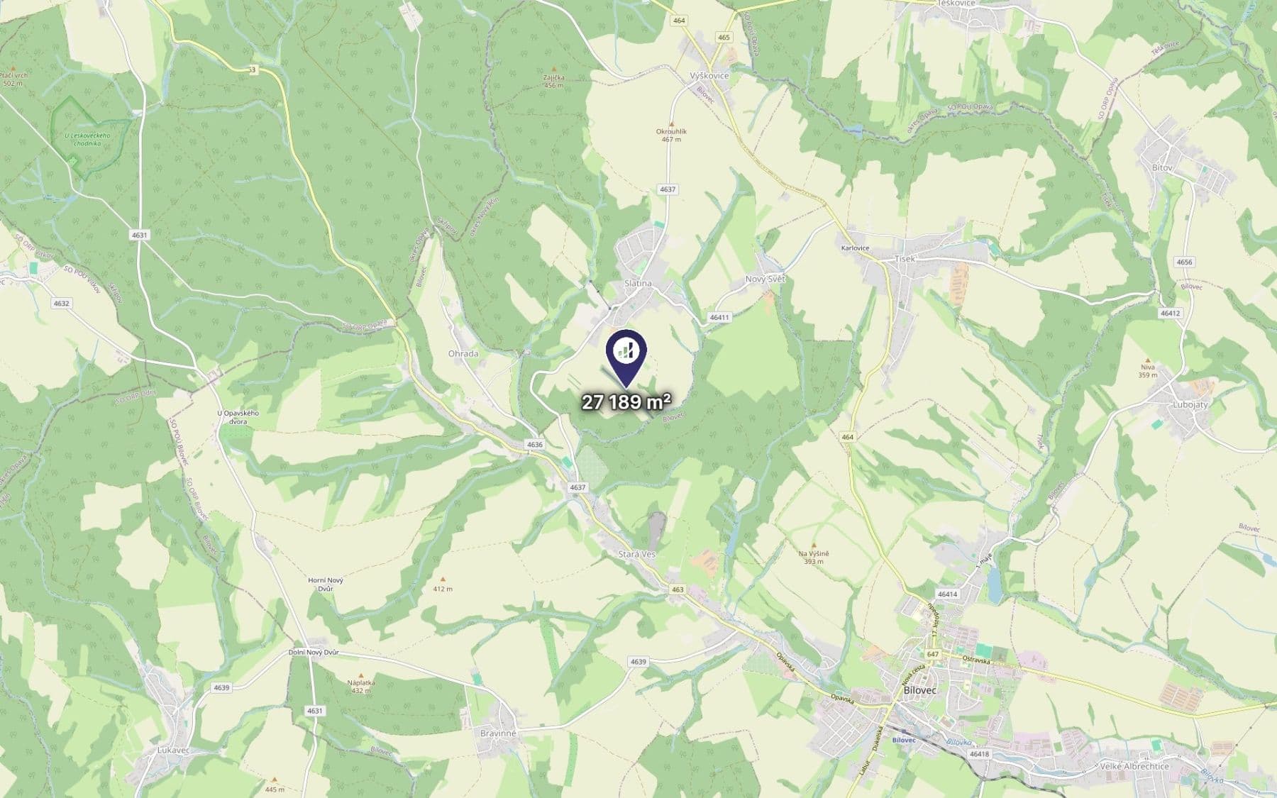 plot for sale, 27,189 m², Slatina, Moravskoslezský Region plot for sale, 27,189 m², Slatina, Moravskoslezský Region