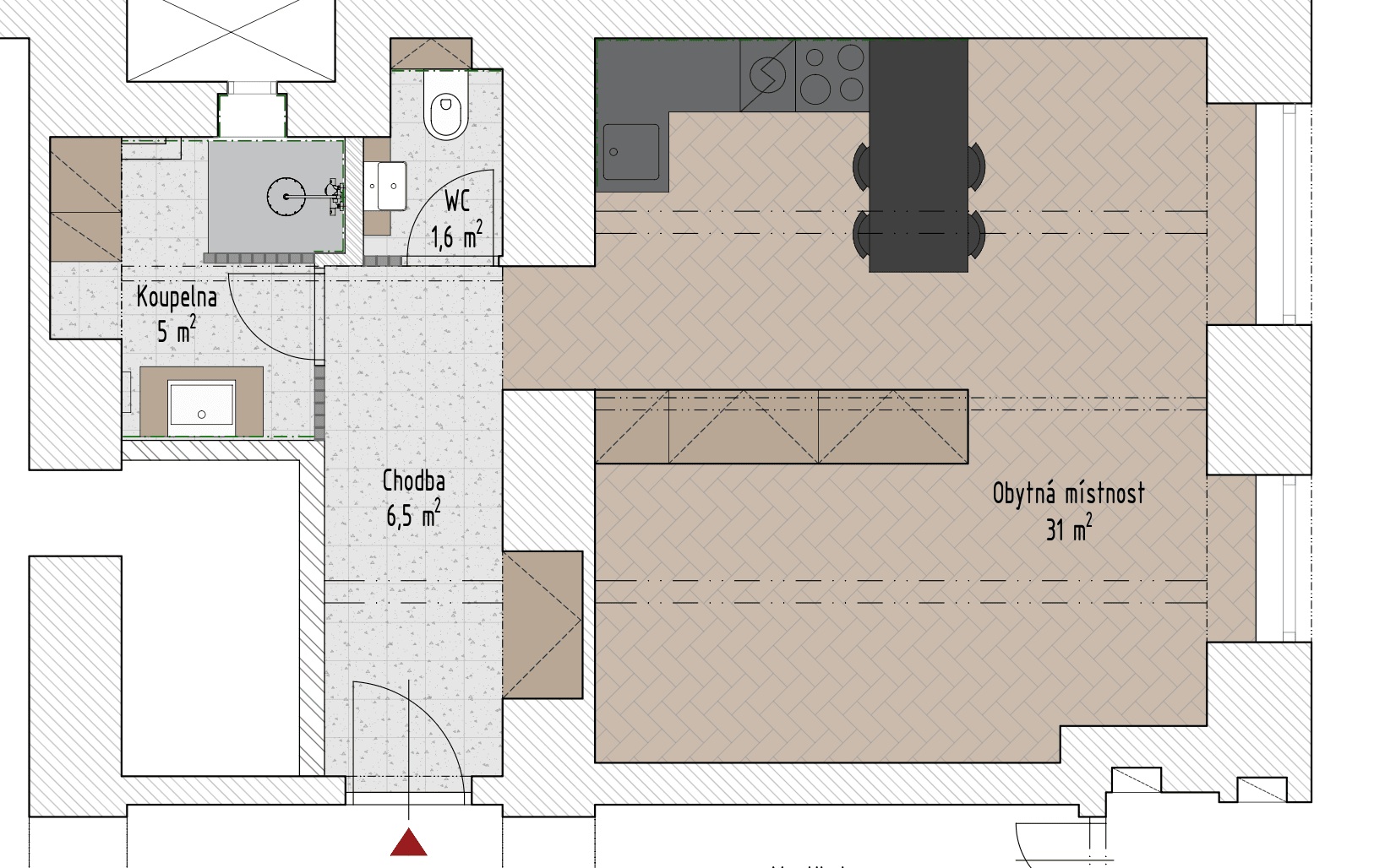 1 bedroom with open-plan kitchen flat to rent, 45 m², Holandská, Prague, Prague 1 bedroom with open-plan kitchen flat to rent, 45 m², Holandská, Prague, Prague