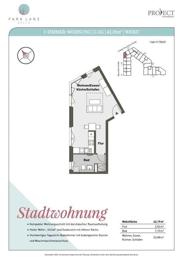 1 bedroom flat to rent, 43 m², Ludwig-Feuerbach Str. 4, Nuernberg, Bavaria 1 bedroom flat to rent, 43 m², Ludwig-Feuerbach Str. 4, Nuernberg, Bavaria