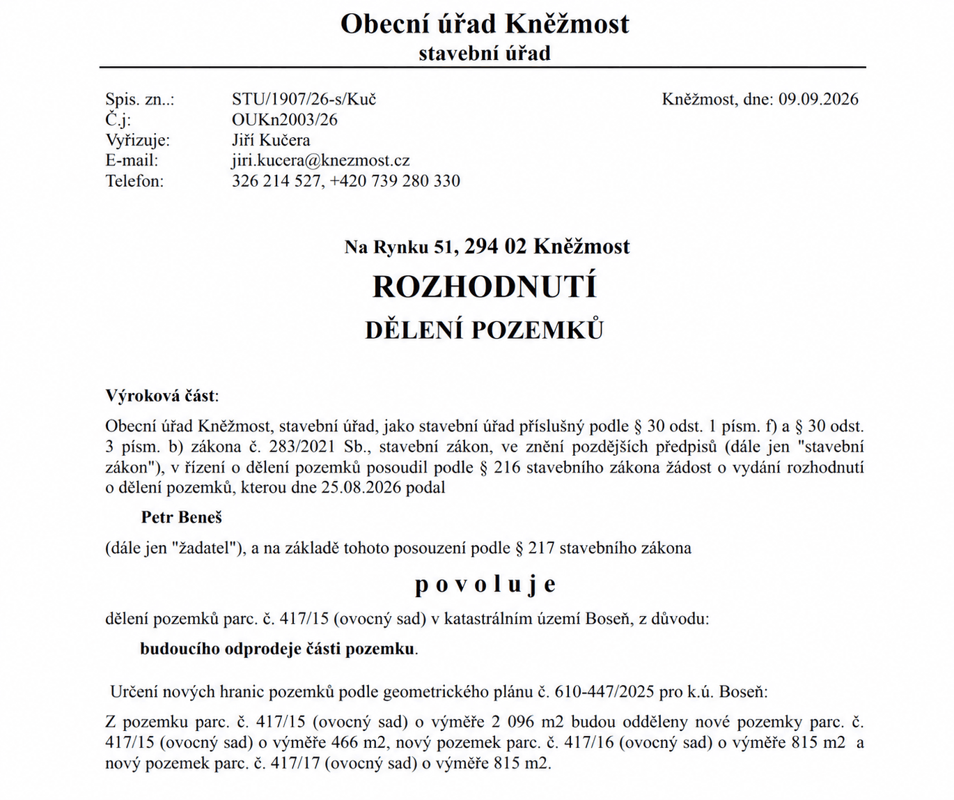 plot for sale, 815 m², Boseň, Středočeský Region plot for sale, 815 m², Boseň, Středočeský Region