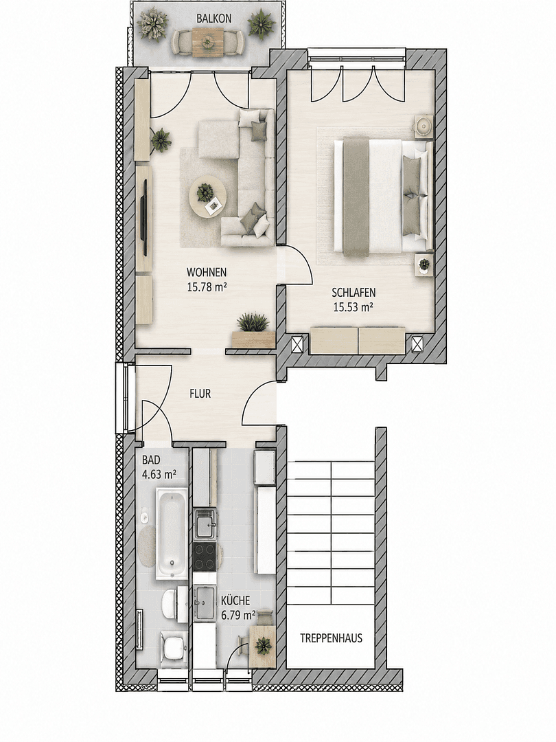 2 bedroom flat to rent, 50 m², Hainstraße 16, Thum, Saxony 2 bedroom flat to rent, 50 m², Hainstraße 16, Thum, Saxony