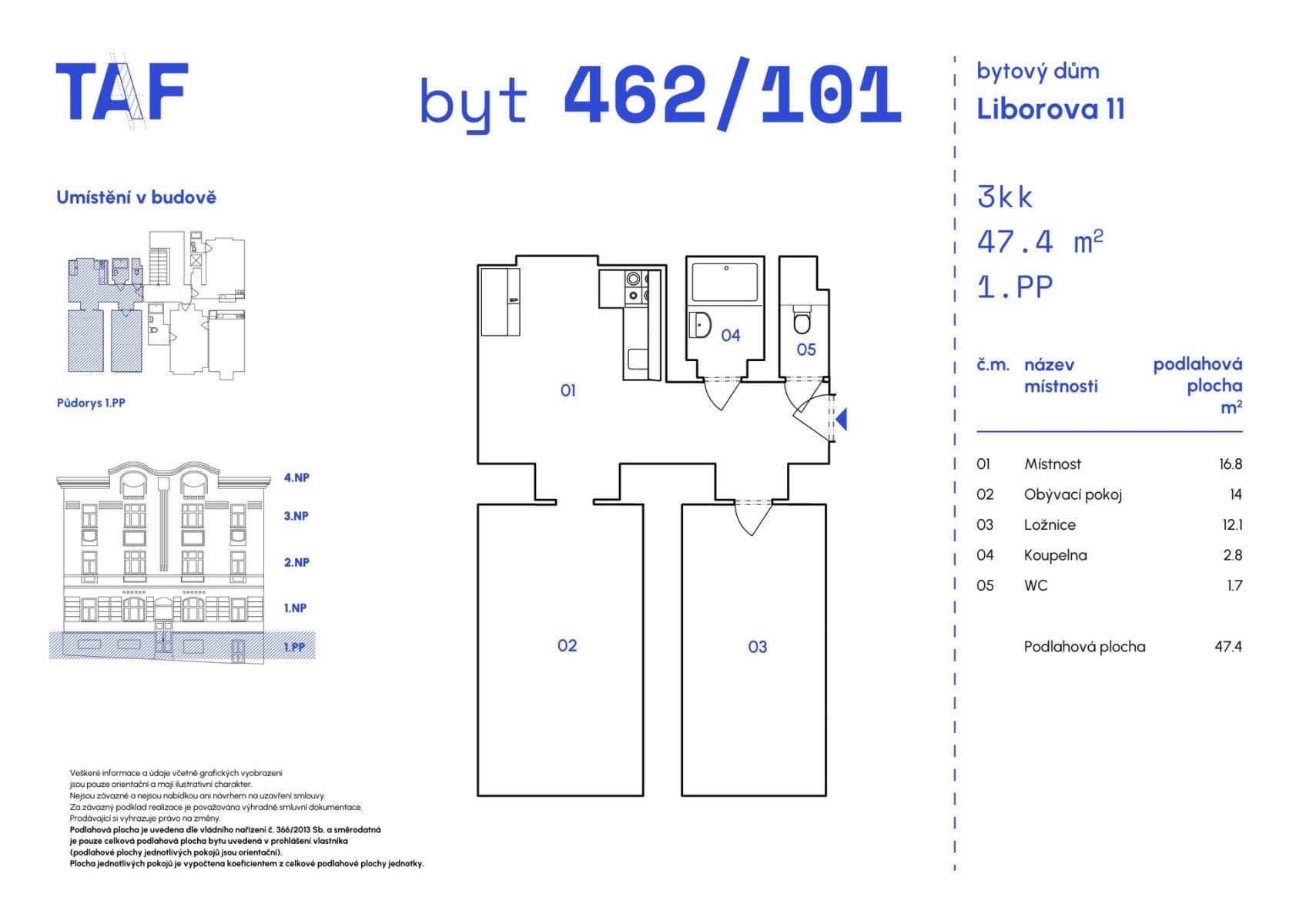 2 bedroom with open-plan kitchen flat for sale, 47 m², Liborova, Prague, Prague 2 bedroom with open-plan kitchen flat for sale, 47 m², Liborova, Prague, Prague