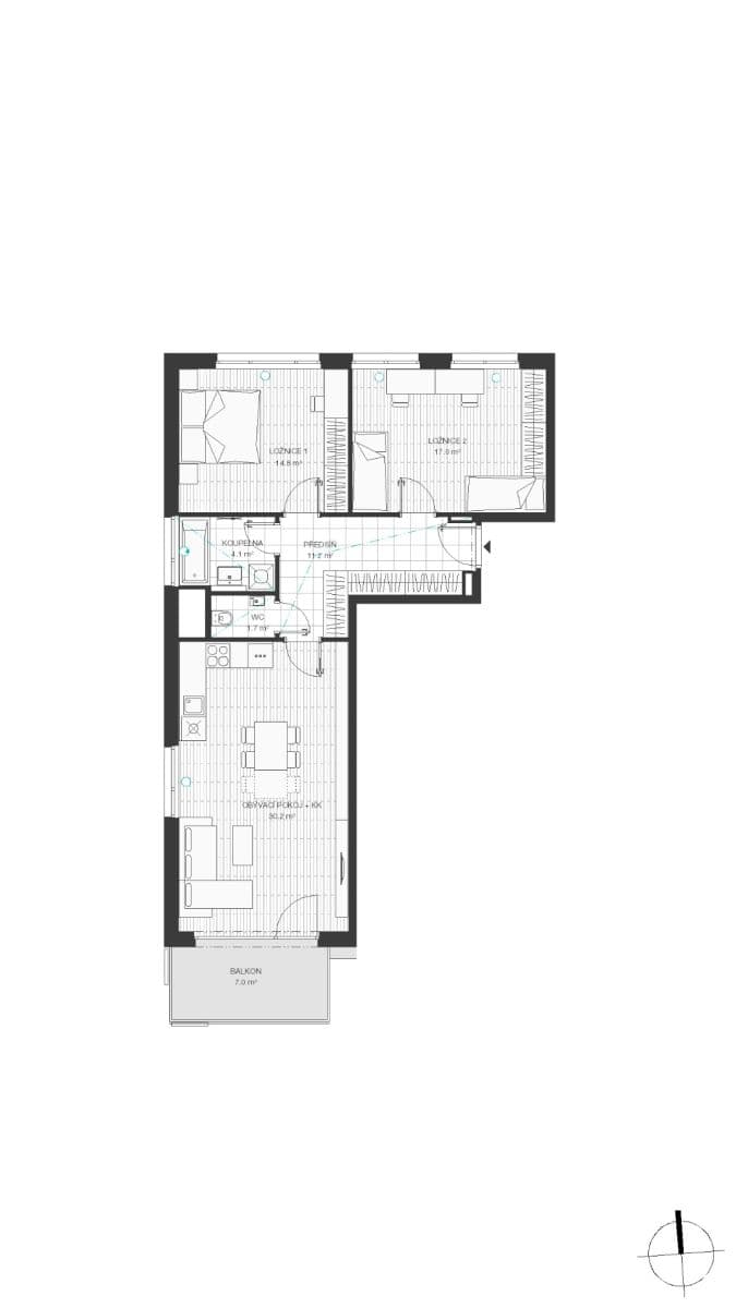 2 bedroom with open-plan kitchen flat to rent, 82 m², Kárníkova, Prague, Prague 2 bedroom with open-plan kitchen flat to rent, 82 m², Kárníkova, Prague, Prague