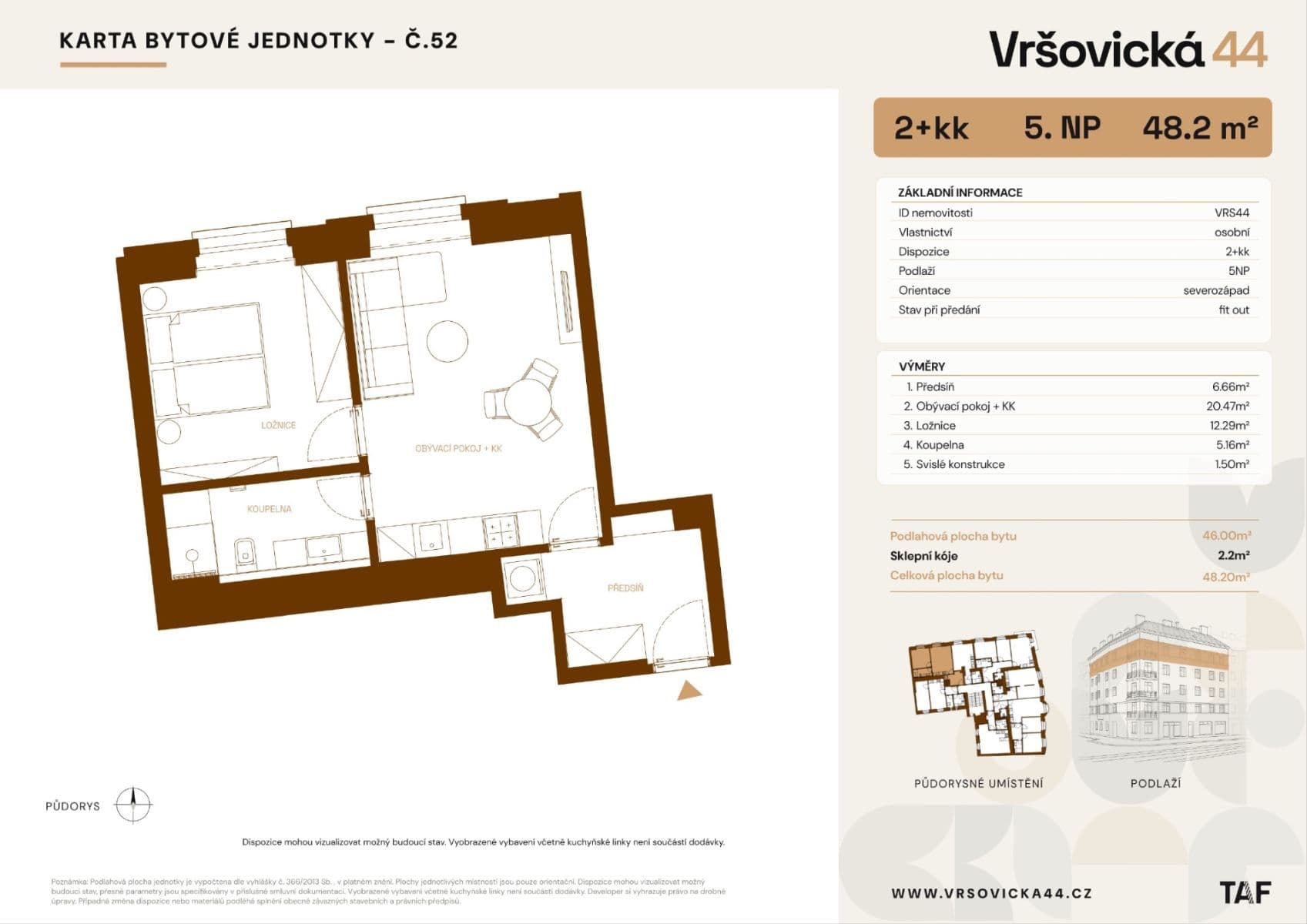 1 bedroom with open-plan kitchen flat for sale, 48 m², Vršovická, Prague, Prague 1 bedroom with open-plan kitchen flat for sale, 48 m², Vršovická, Prague, Prague