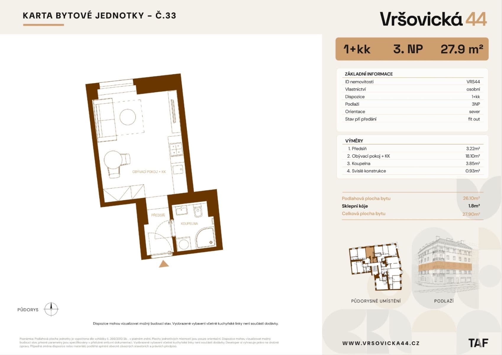 Studio flat for sale, 28 m², Vršovická, Prague, Prague Studio flat for sale, 28 m², Vršovická, Prague, Prague