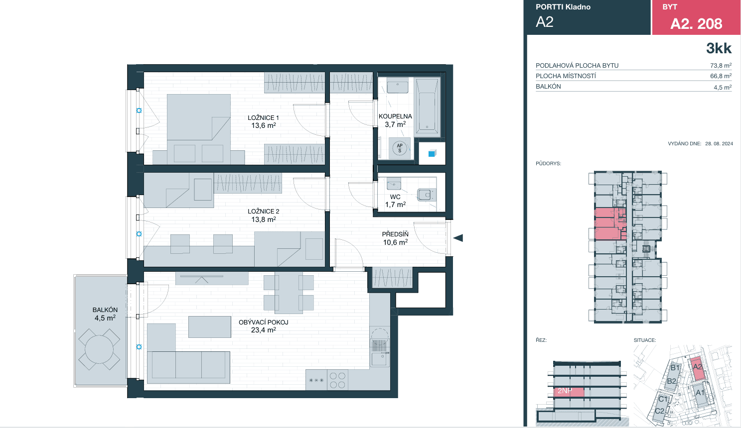 2 bedroom with open-plan kitchen flat to rent, 74 m², Ke stadionu, Kladno, Středočeský Region 2 bedroom with open-plan kitchen flat to rent, 74 m², Ke stadionu, Kladno, Středočeský Region