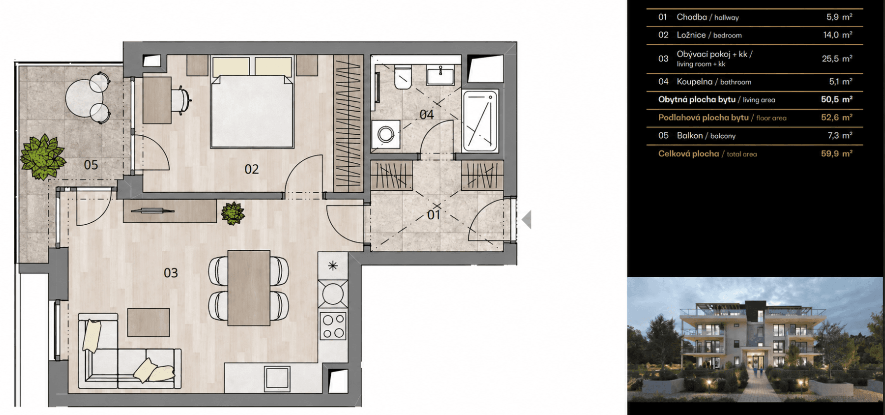 1 bedroom with open-plan kitchen flat to rent, 53 m², Za Pískovnou, Prague, Prague 1 bedroom with open-plan kitchen flat to rent, 53 m², Za Pískovnou, Prague, Prague