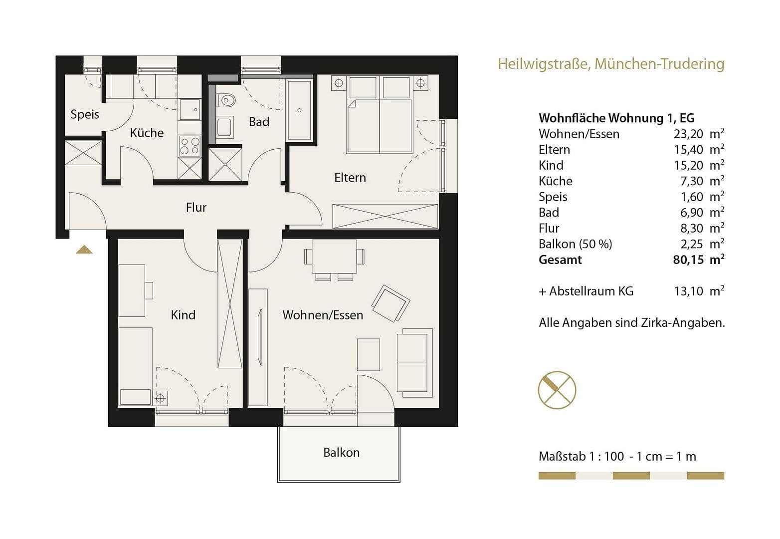 3 bedroom flat to rent, 81 m², Heilwigstraße 19, München-Trudering, Bavaria 3 bedroom flat to rent, 81 m², Heilwigstraße 19, München-Trudering, Bavaria