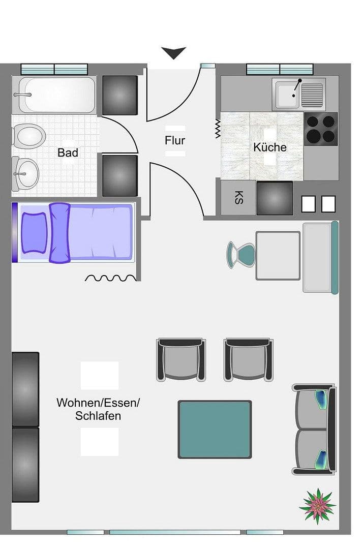 1 bedroom flat to rent, 40 m², Hohenstein 45, Wuppertal, North Rhine-Westphalia 1 bedroom flat to rent, 40 m², Hohenstein 45, Wuppertal, North Rhine-Westphalia