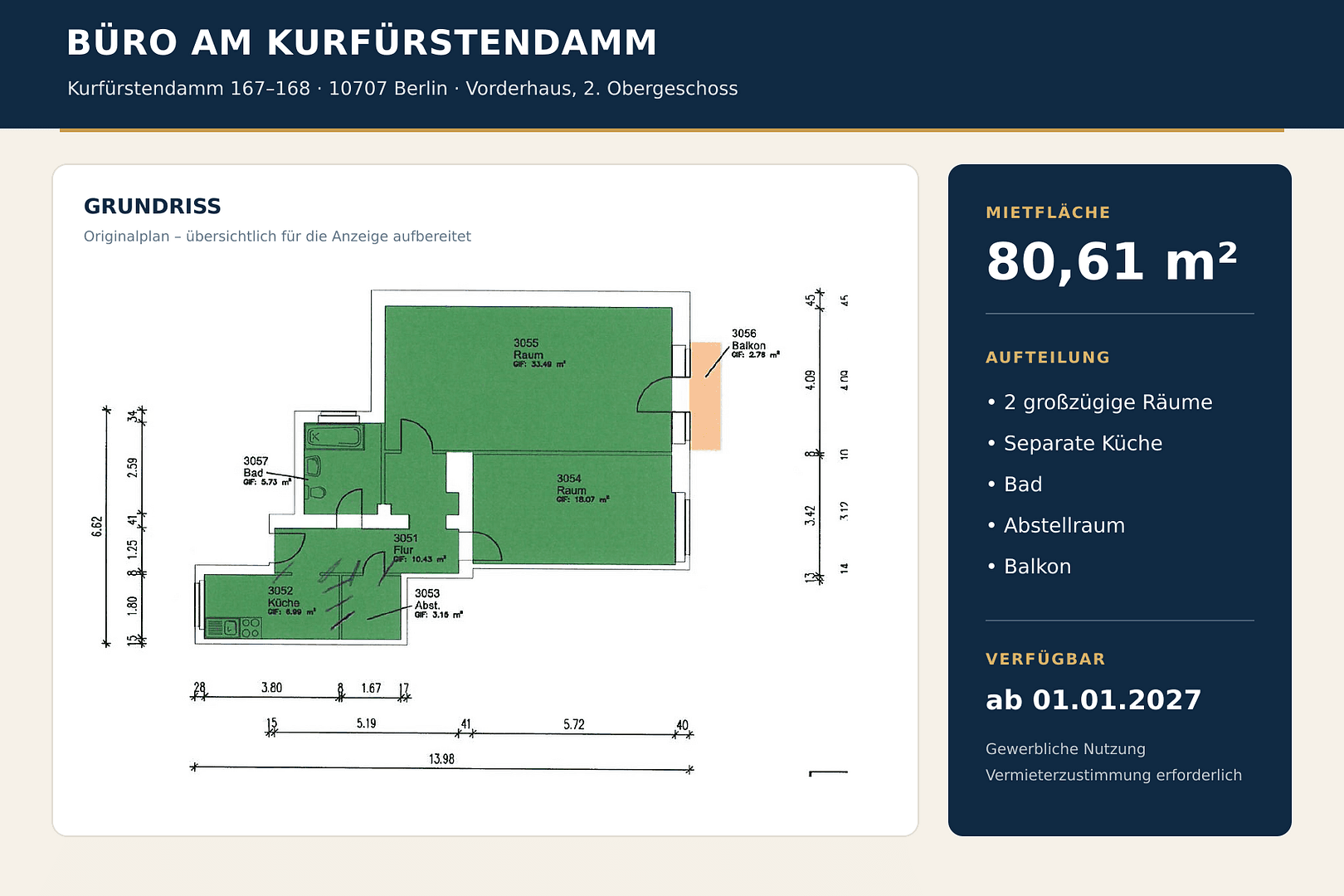 office to rent, 81 m², Kurfürstendamm 167, Berlin, Berlin office to rent, 81 m², Kurfürstendamm 167, Berlin, Berlin