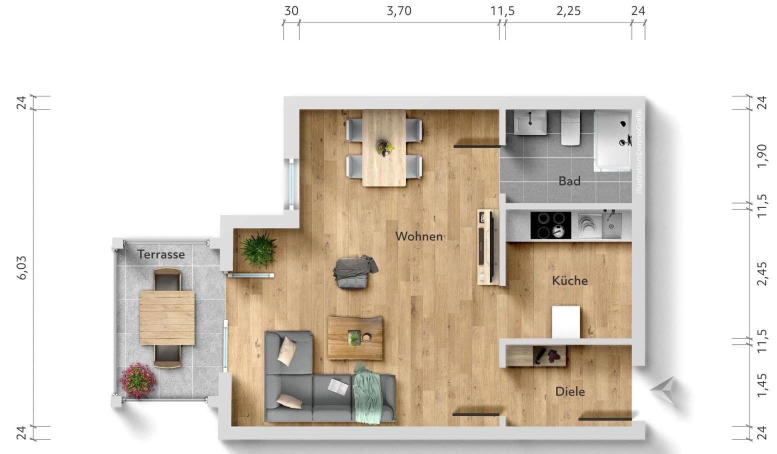 Studio flat to rent, 45 m², Fürstenbergstrasse 96, Konstanz, Baden-Württemberg Studio flat to rent, 45 m², Fürstenbergstrasse 96, Konstanz, Baden-Württemberg