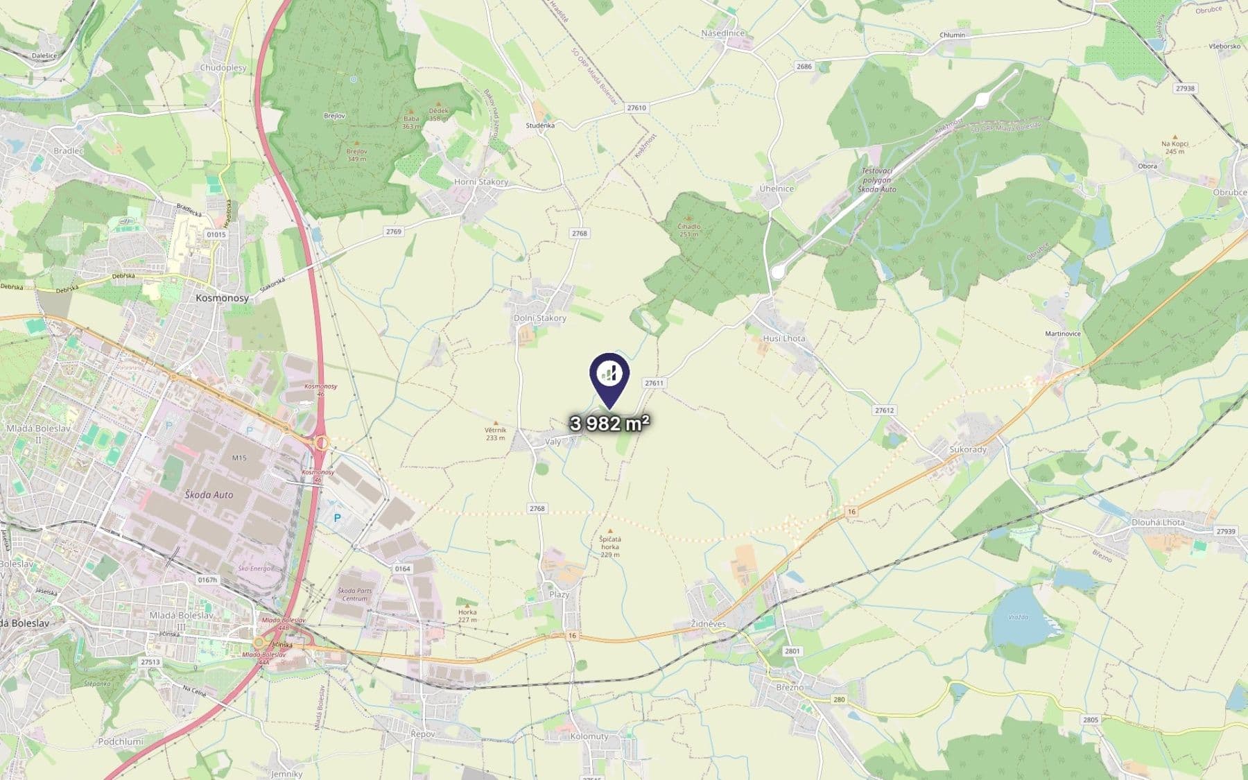 plot for sale, 3,982 m², Dolní Stakory, Středočeský Region plot for sale, 3,982 m², Dolní Stakory, Středočeský Region