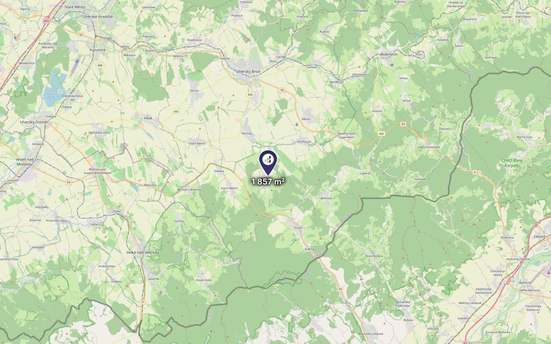 plot for sale, 1,857 m², Korytná, Zlínský Region plot for sale, 1,857 m², Korytná, Zlínský Region