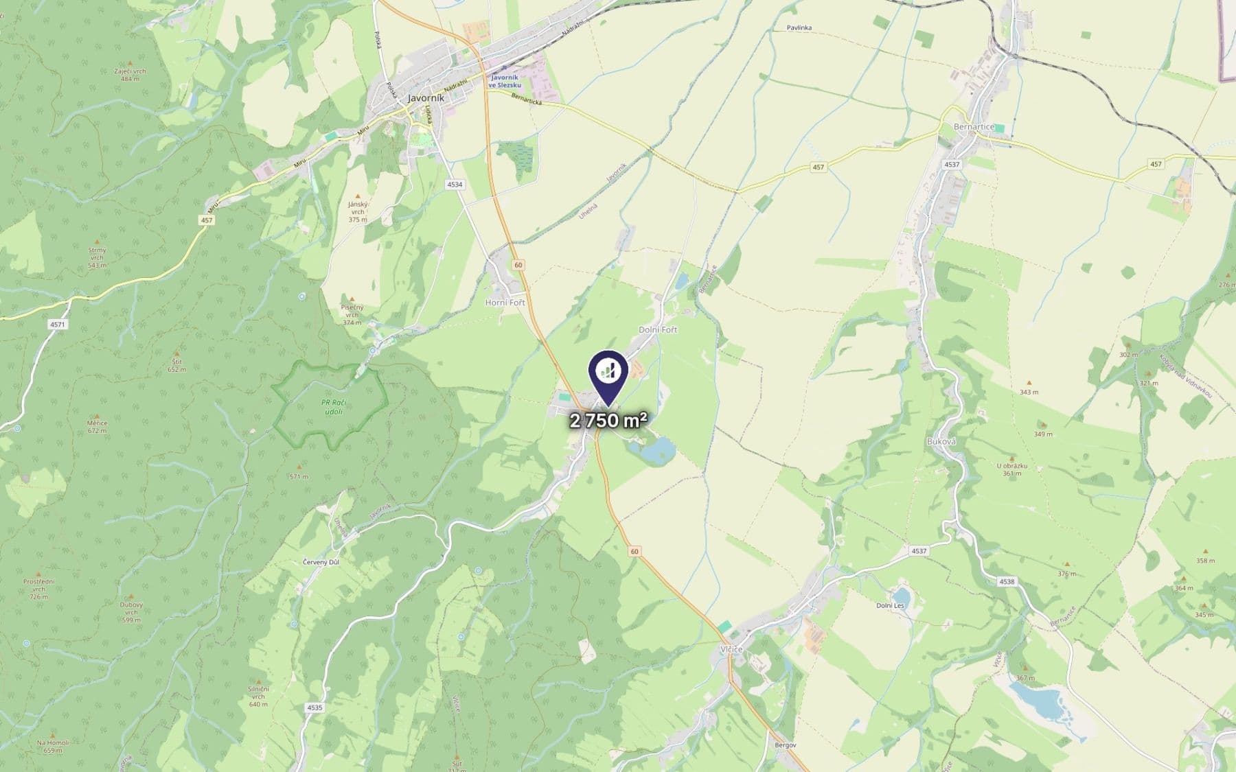 plot for sale, 2,750 m², Uhelná, Olomoucký Region plot for sale, 2,750 m², Uhelná, Olomoucký Region