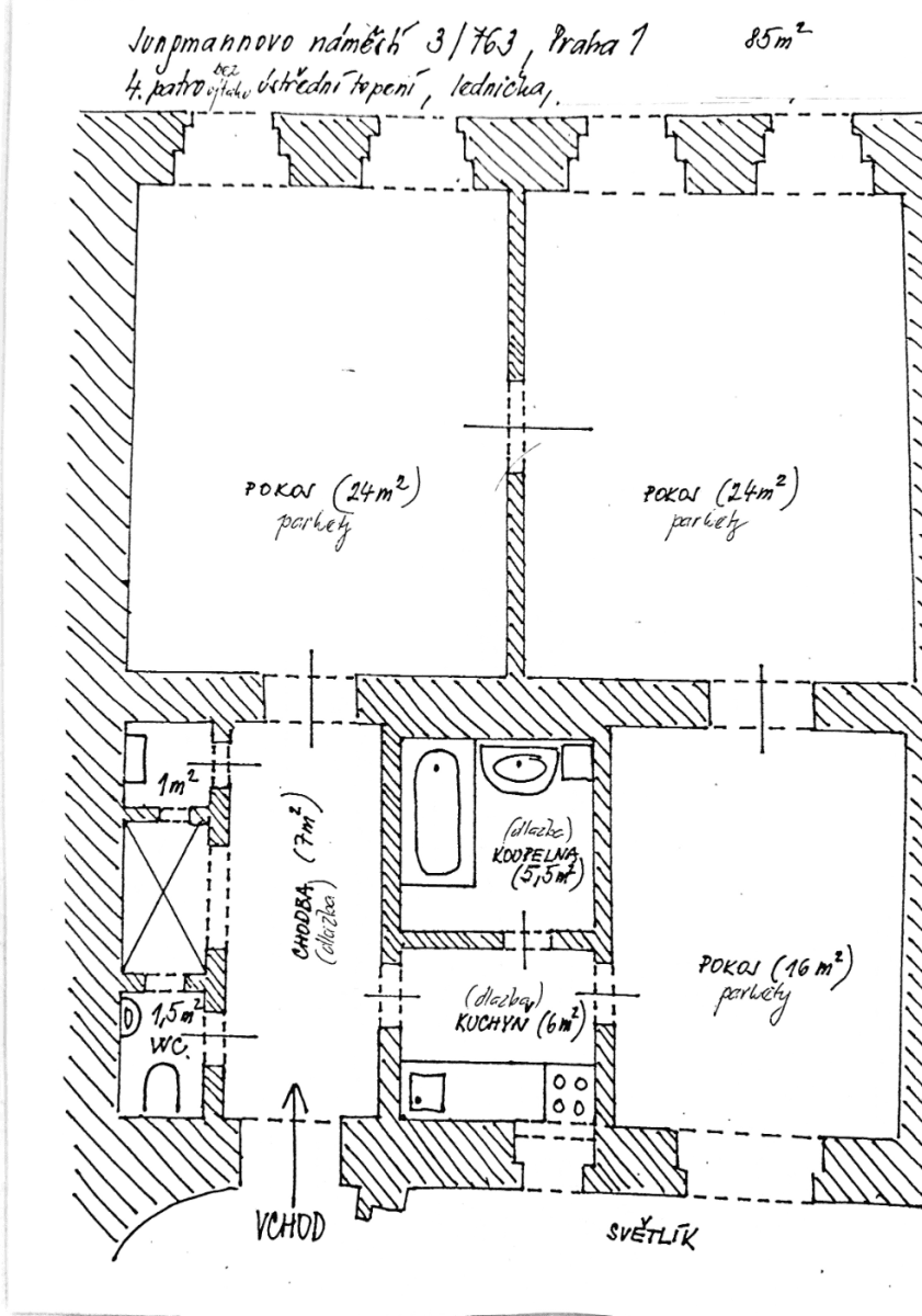 3 bedroom flat to rent, 85 m², Prague, Prague 3 bedroom flat to rent, 85 m², Prague, Prague
