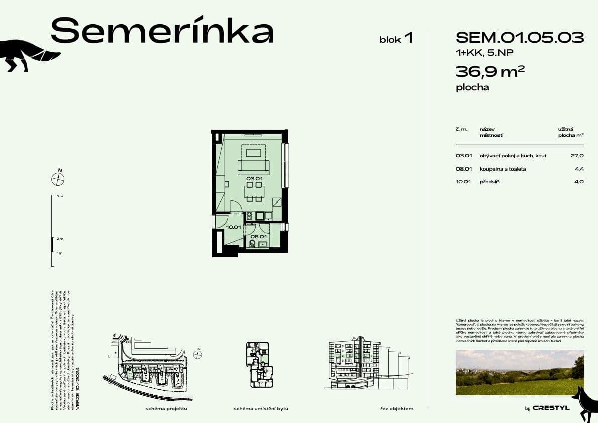 Studio flat to rent, 37 m², U Komína, Prague, Prague Studio flat to rent, 37 m², U Komína, Prague, Prague