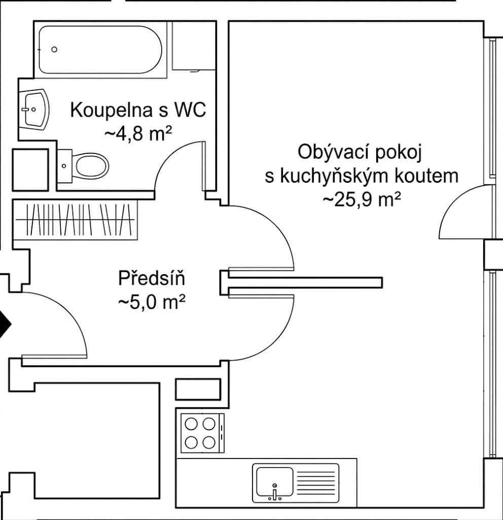1 bedroom flat for sale, 37 m², Vojtěcha Lanny, Kladno, Středočeský Region 1 bedroom flat for sale, 37 m², Vojtěcha Lanny, Kladno, Středočeský Region