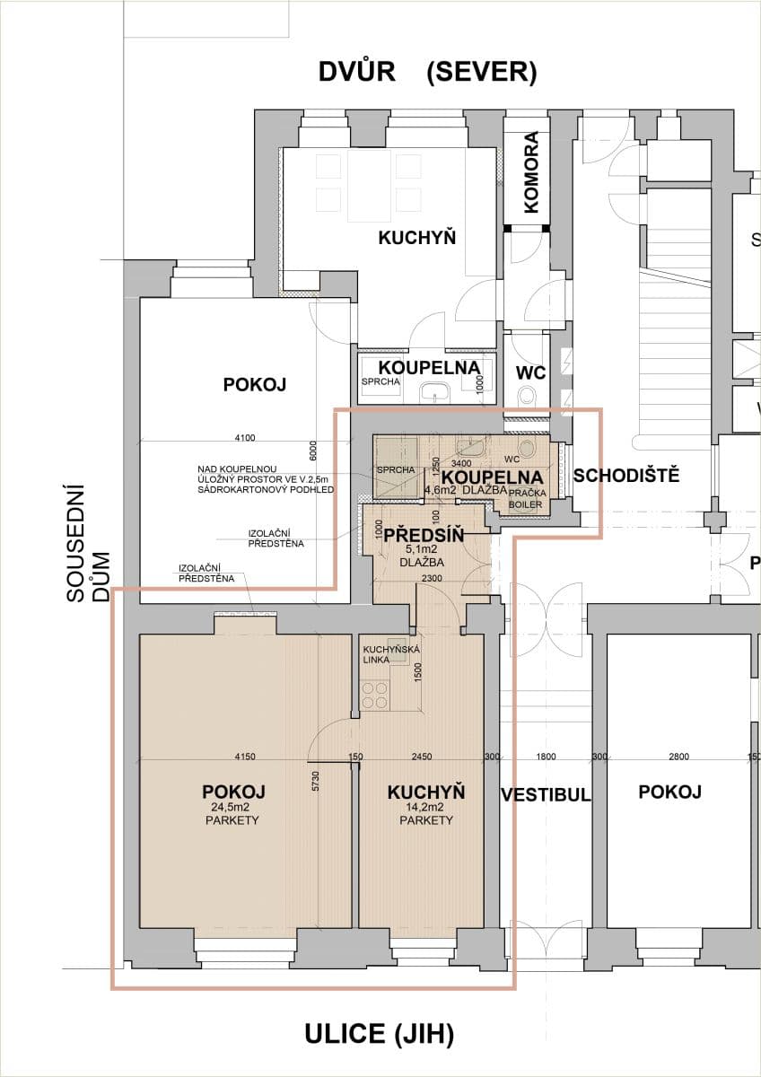 1 bedroom with open-plan kitchen flat to rent, 51 m², Dobrovského, Prague, Prague 1 bedroom with open-plan kitchen flat to rent, 51 m², Dobrovského, Prague, Prague