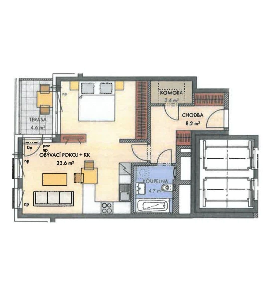 1 bedroom with open-plan kitchen flat for sale, 51 m², Prague, Prague 1 bedroom with open-plan kitchen flat for sale, 51 m², Prague, Prague