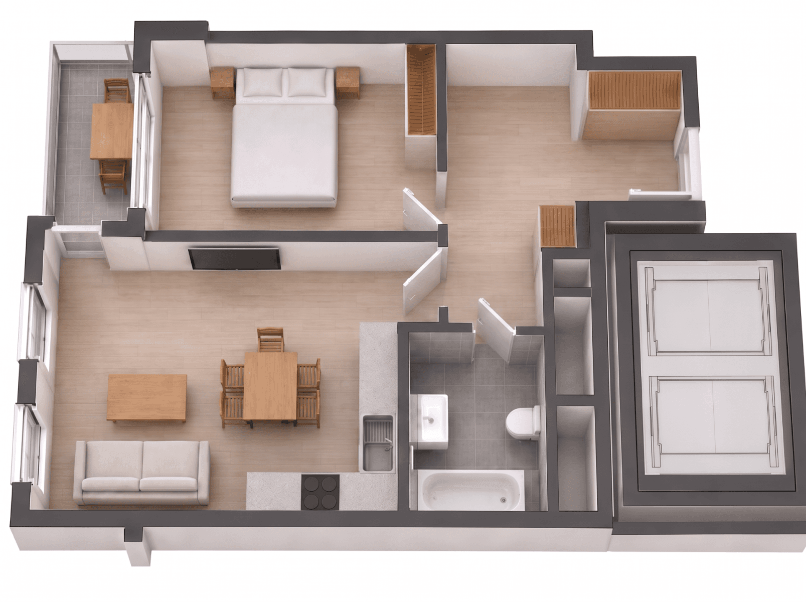 1 bedroom with open-plan kitchen flat for sale, 51 m², Prague, Prague 1 bedroom with open-plan kitchen flat for sale, 51 m², Prague, Prague