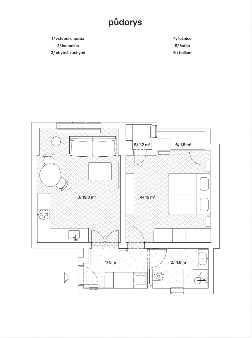 1 bedroom with open-plan kitchen flat to rent, 46 m², Viklefova, Prague, Prague 1 bedroom with open-plan kitchen flat to rent, 46 m², Viklefova, Prague, Prague
