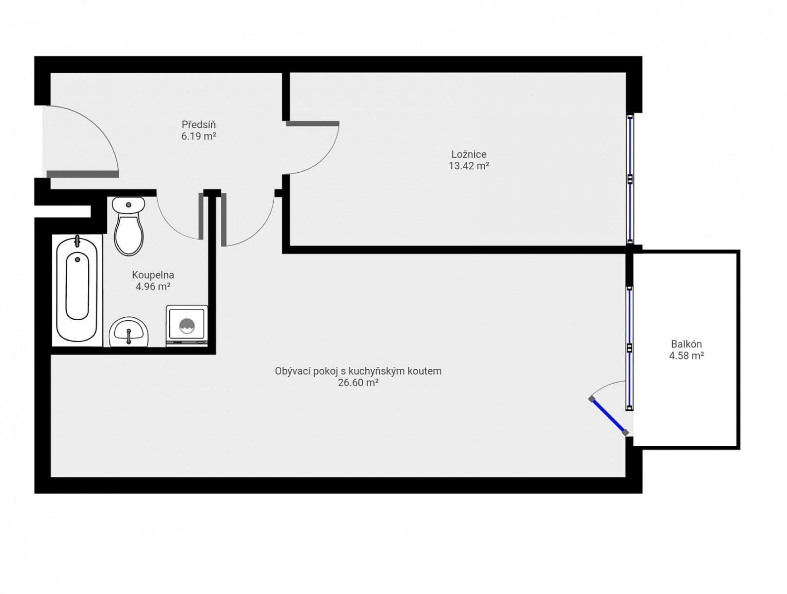 1 bedroom with open-plan kitchen flat to rent, 51 m², U Hostavického potoka, Prague, Prague 1 bedroom with open-plan kitchen flat to rent, 51 m², U Hostavického potoka, Prague, Prague