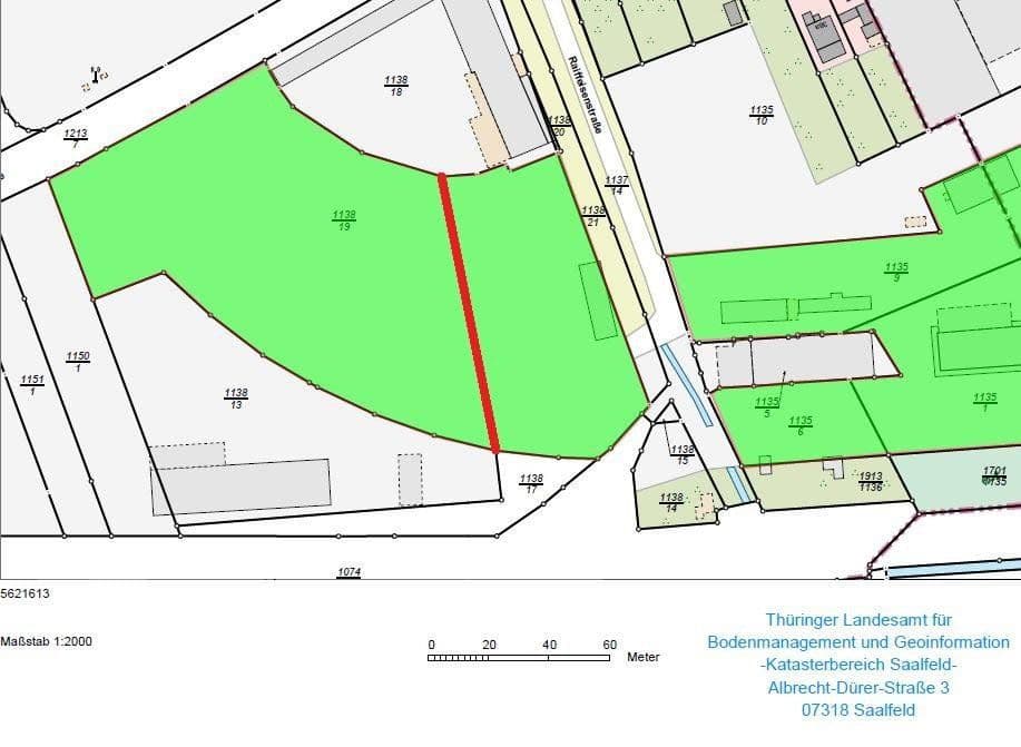 plot for sale, 9,937 m², Oststraße / Raiffeisenstraße (Flur 15, Flurstück 1138/19), Rudolstadt, Thuringia plot for sale, 9,937 m², Oststraße / Raiffeisenstraße (Flur 15, Flurstück 1138/19), Rudolstadt, Thuringia