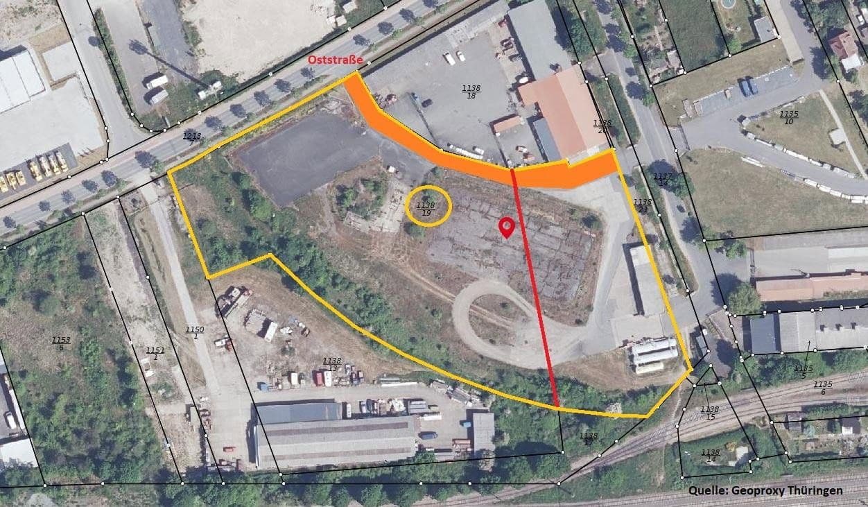 plot for sale, 9,937 m², Oststraße / Raiffeisenstraße (Flur 15, Flurstück 1138/19), Rudolstadt, Thuringia plot for sale, 9,937 m², Oststraße / Raiffeisenstraße (Flur 15, Flurstück 1138/19), Rudolstadt, Thuringia