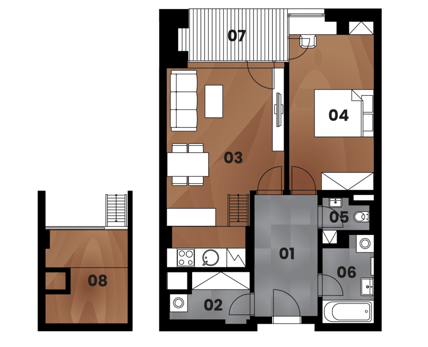 1 bedroom with open-plan kitchen flat to rent, 63 m², Malešická, Prague, Prague 1 bedroom with open-plan kitchen flat to rent, 63 m², Malešická, Prague, Prague