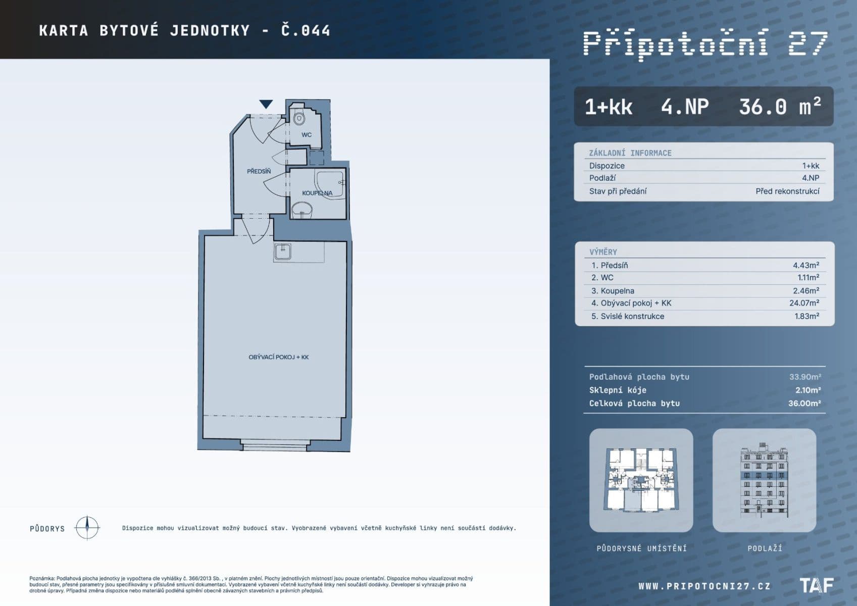 Studio flat for sale, 34 m², Přípotoční, Prague, Prague Studio flat for sale, 34 m², Přípotoční, Prague, Prague