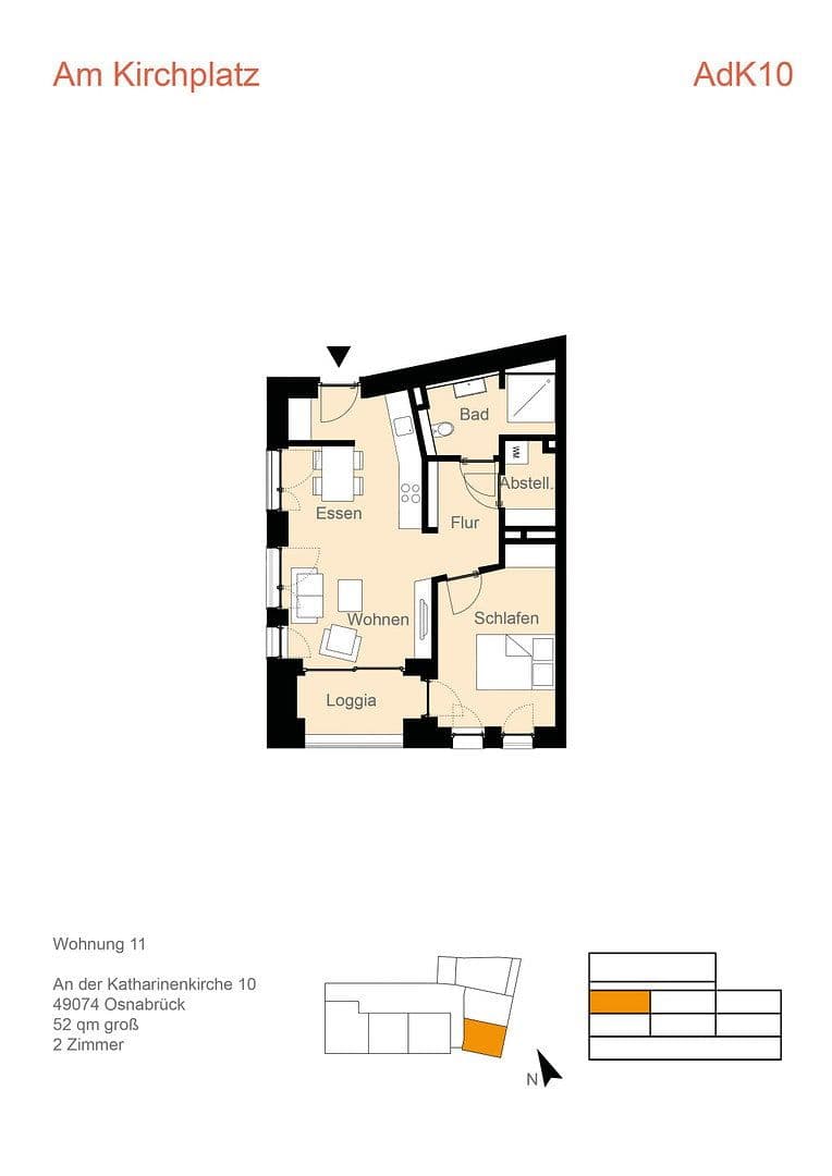 2 bedroom flat to rent, 52 m², An der Katharinenkirche 10, Osnabrück, Lower Saxony 2 bedroom flat to rent, 52 m², An der Katharinenkirche 10, Osnabrück, Lower Saxony