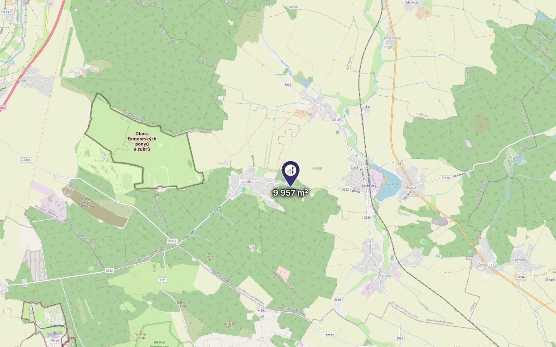 plot for sale, 9,957 m², Lipník, Středočeský Region plot for sale, 9,957 m², Lipník, Středočeský Region