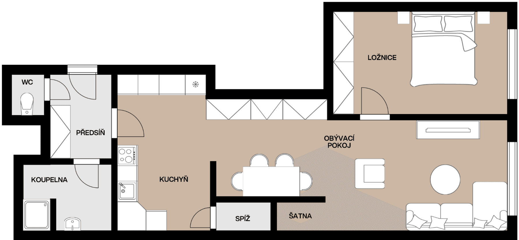 1 bedroom with open-plan kitchen flat for sale, 58 m², Řešovská, Prague, Prague 1 bedroom with open-plan kitchen flat for sale, 58 m², Řešovská, Prague, Prague