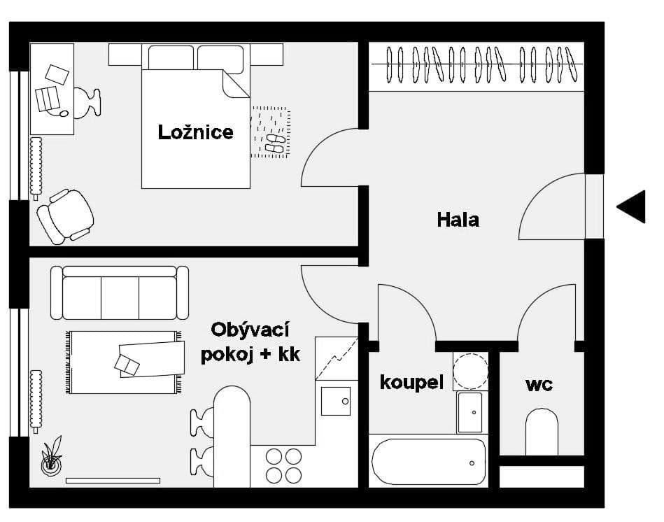 1 bedroom with open-plan kitchen flat to rent, 39 m², Bryksova, Prague, Prague 1 bedroom with open-plan kitchen flat to rent, 39 m², Bryksova, Prague, Prague